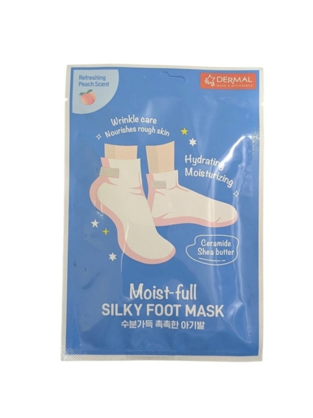 Dermal Moist-full Silky Hydrating Foot Mask Peach Scent